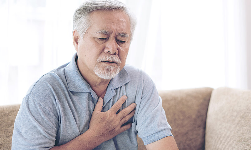 asian man with chest pain